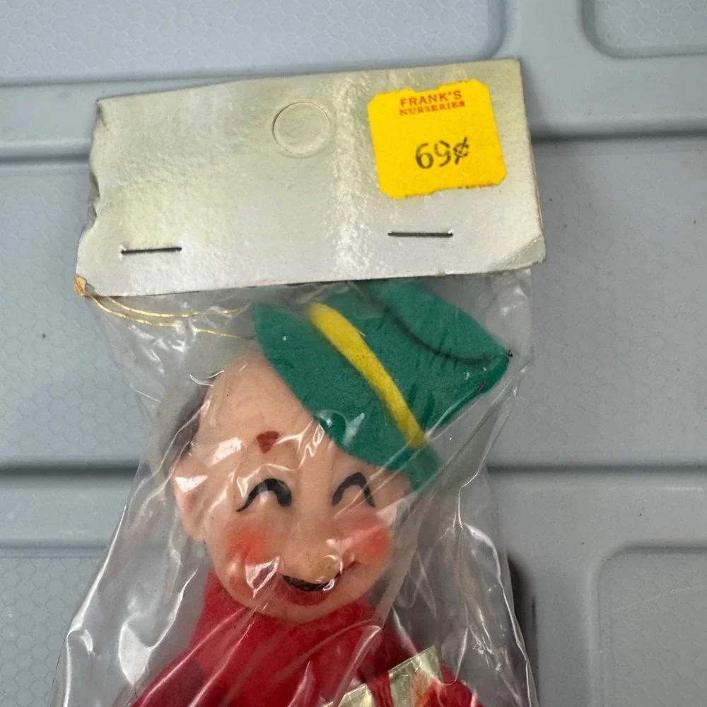 VTG Unbranded Made in Japan Christmas Elf Ornament OS Red Green Felt Pixie 7